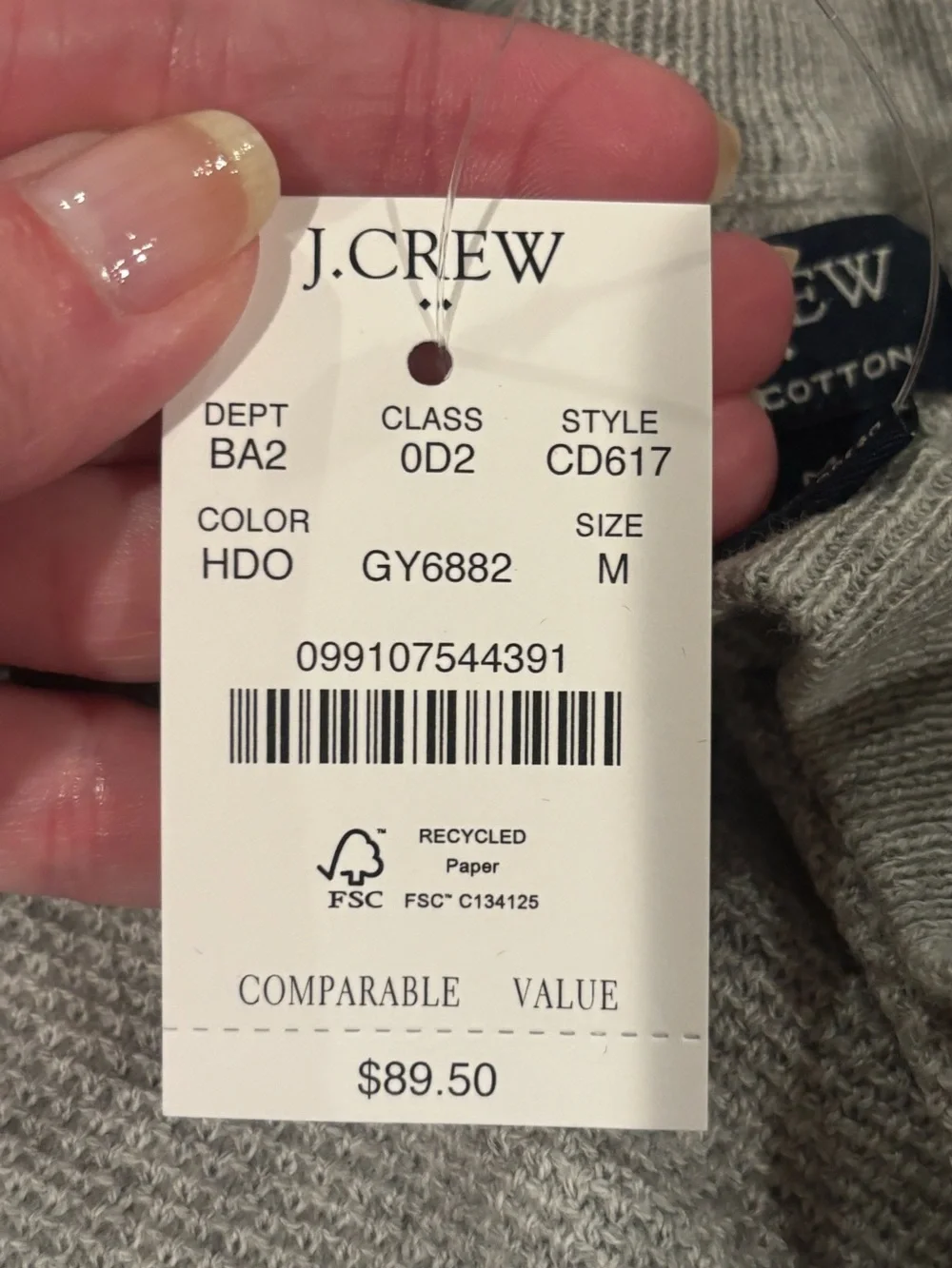 J. Crew Men's Crewneck Sweater in Heather Gray